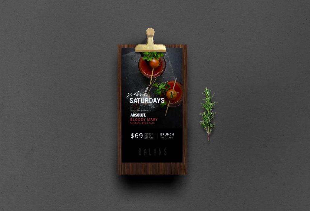 mockup of balans' table tent design